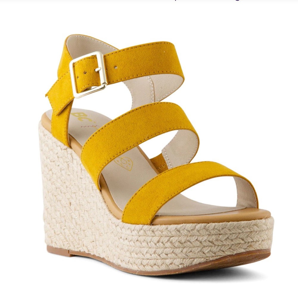 BC Footwear Yellow Espadrille Wedge Sandals